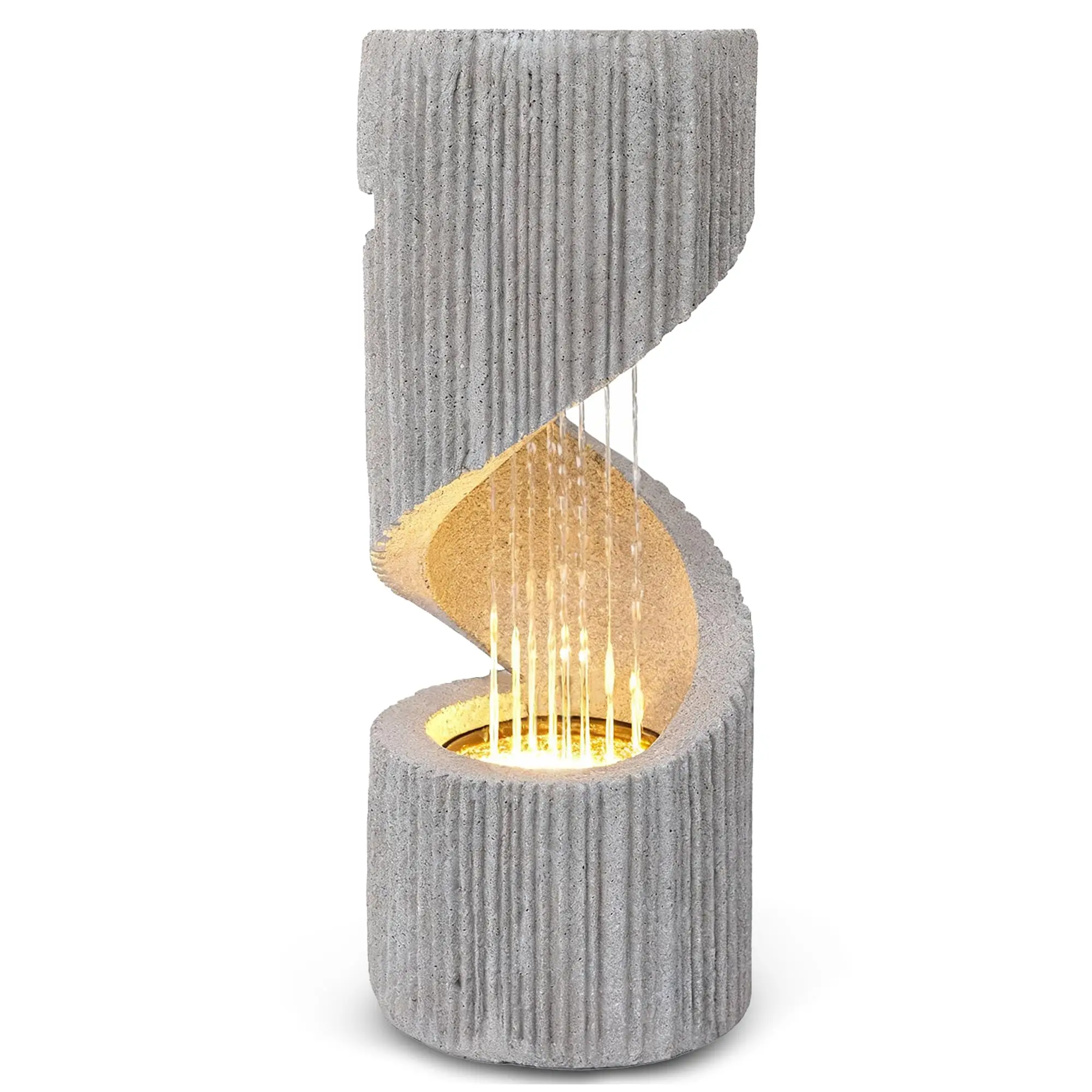 ern S-Shaped Outdoor Fountain with LED Light, 29.7