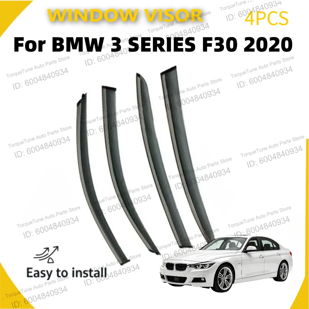 Premium Injection PC+Stainless Steel Window Visor for BMW 3 SERIES F30 2020 - 4Pcs, Perfect Fit, Superior Rain & Sun Protection