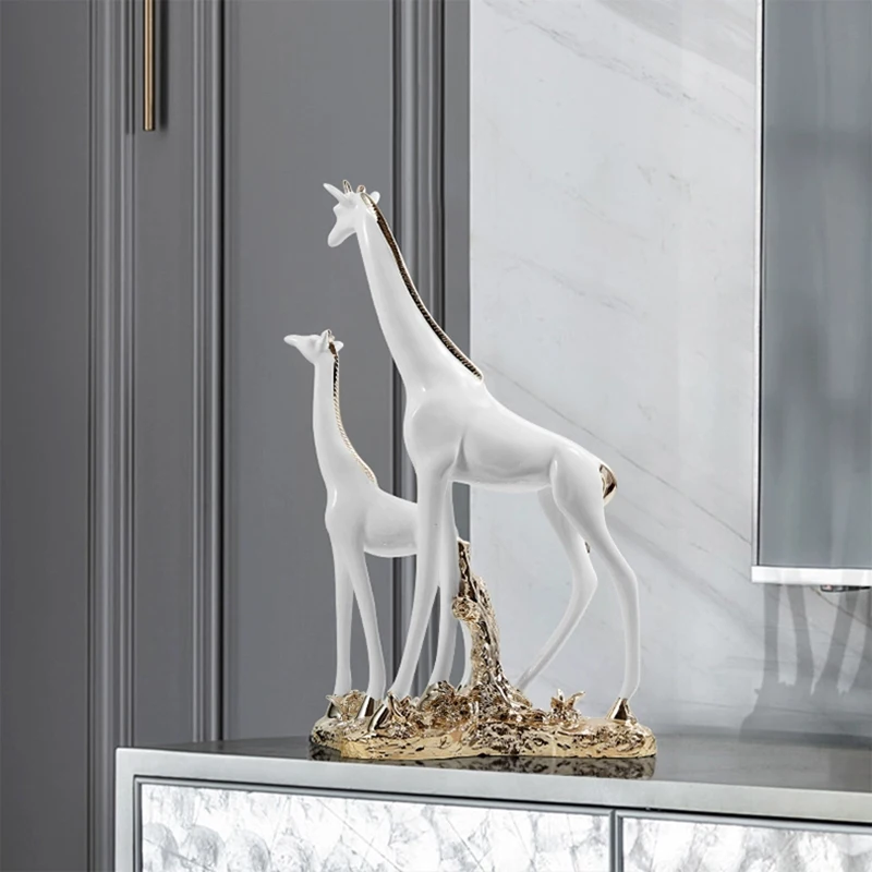 Giraffe Crafts Sculpture Ornament, Animal Deer Statue, Study TV Cabinet Desktop Decoration, Creative Home Artwork, Nordic Gifts