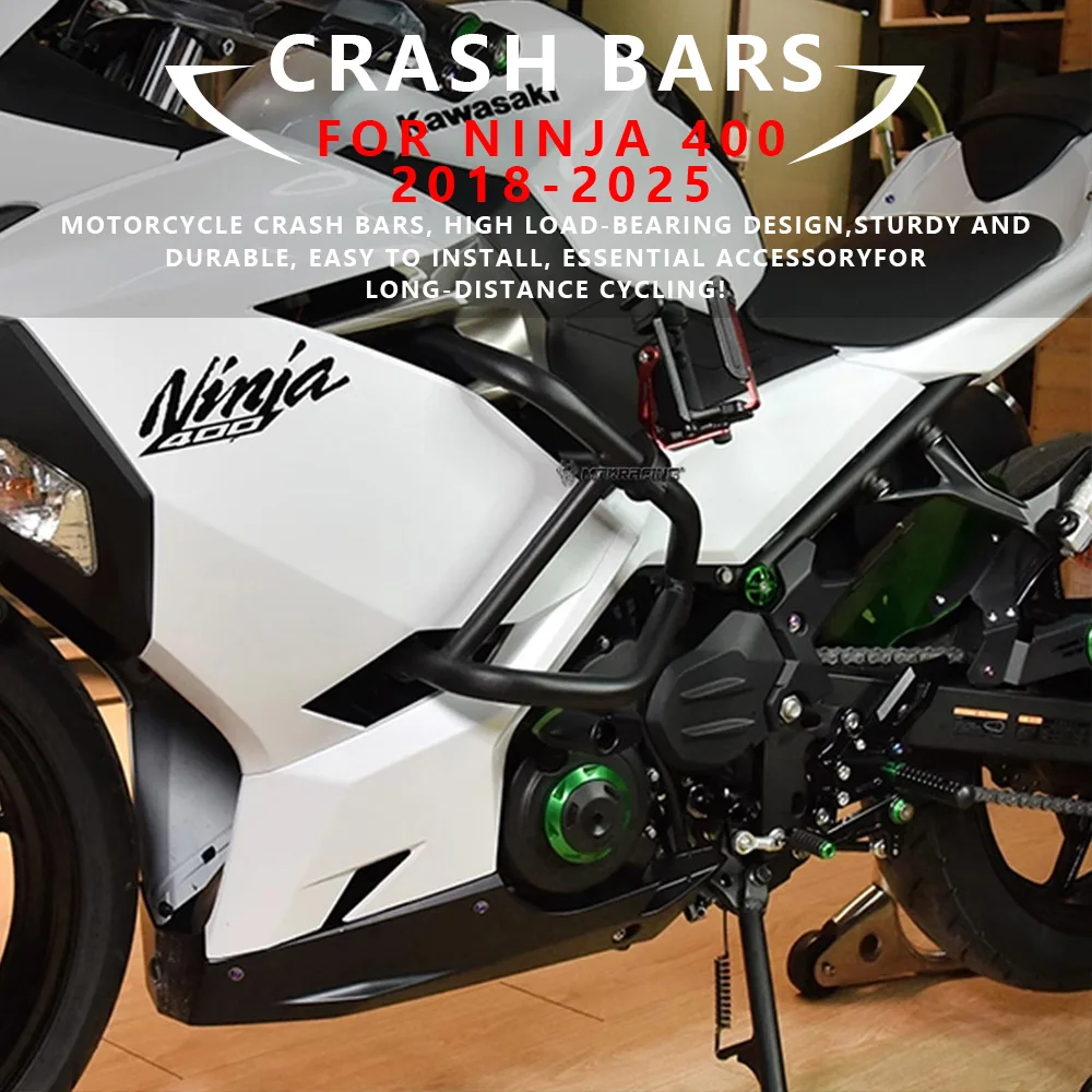 

MTKRACING Crash bars For KAWASAKI NINJA 400 2018-2025 Motorcycle Accessories Engine Guard Frame Bumper Highway Fall Protection