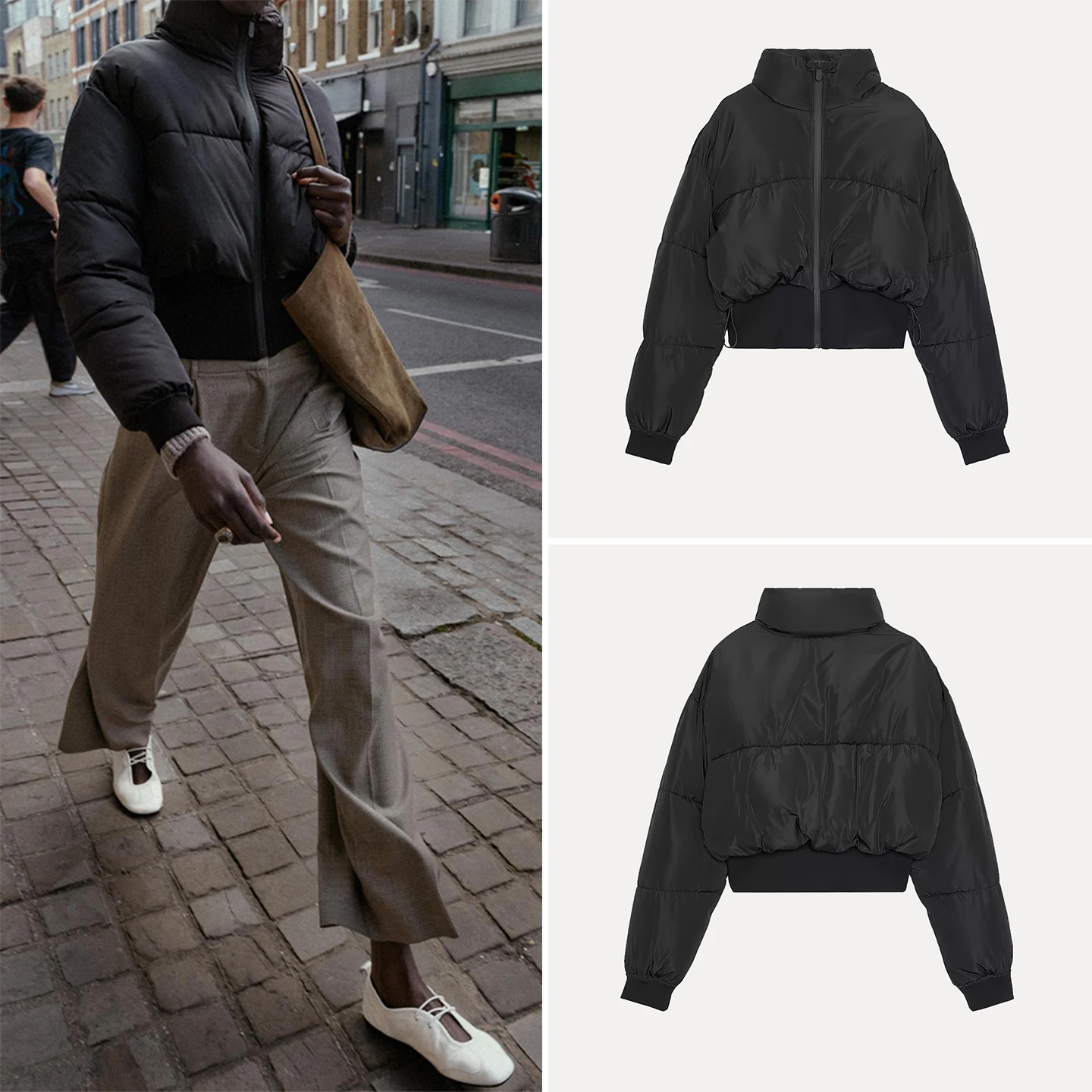 

Z Women's Faion ort Cotton Jaet Patchwork Sli Daily Outerwear Loose Fit Long Sve Zipper Closure Autumn 2025