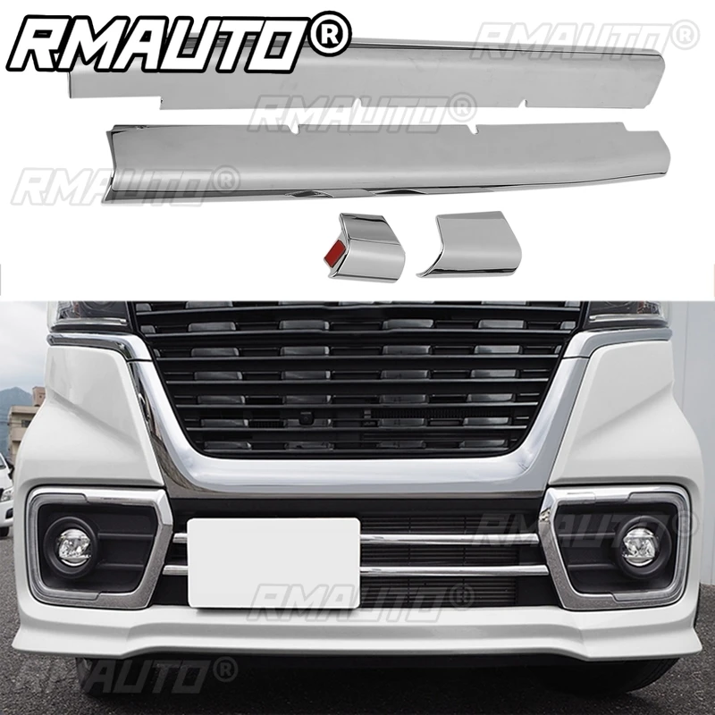 2Pcs Car Fog Light Chrome Cover Front Grill Trim Frame Garnish Protect Guard Body Kit for Suzuki Spacia Custom MK53S Accessories