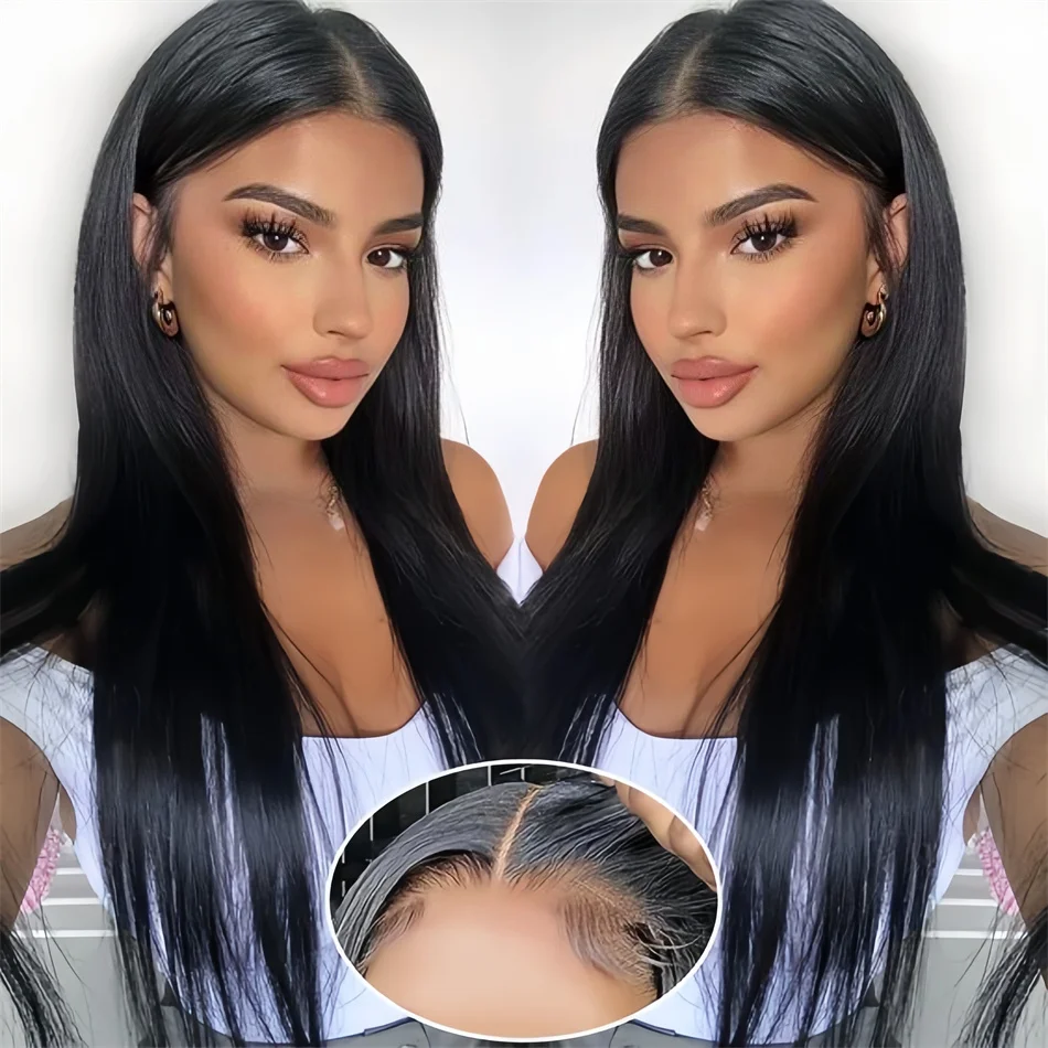 

200 Density 5x5 Hd Lace Front Glueless Black Wig Brazilian 100% Human Hair Lace Frontal Bone Straight Wigs Ready to Wear on Sale