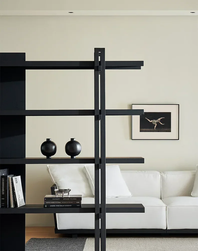 Clearance Solid wood against the wall black retro display wabi sabi shelf