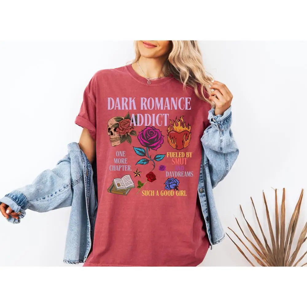 المرأة القطن تي شيرت فتاة جيدة كتاب نادي أعداء لعشاق الظلام الرومانسية قميص حار كتاب قميص موضة المحاصيل القمم