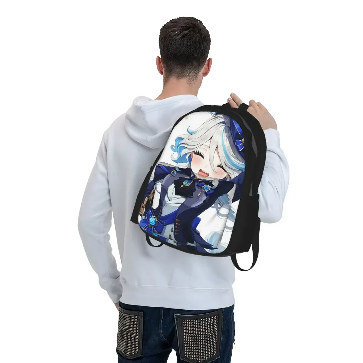 Furina Genshin Impact Student Backpack School Bag Hiking Travel Daypack for Boys Girls Bookbag Shoulder Bags
