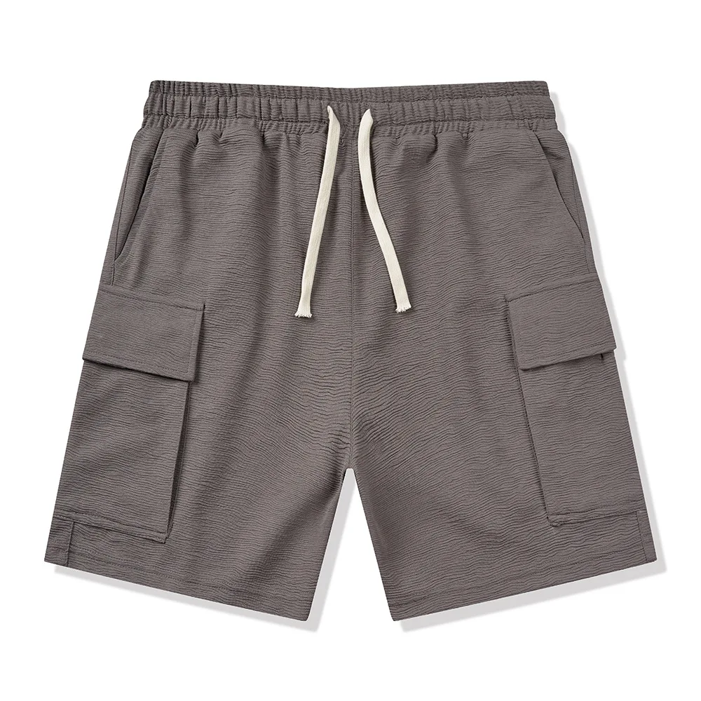 กางเกงขาสั้นผู้ชายกางเกงขาสั้น Drawstring เข่าความยาวกางเกงหลวม 2025 Casual กระเป๋ากลางเอว Spliced Breathable ฤดูร้อน
