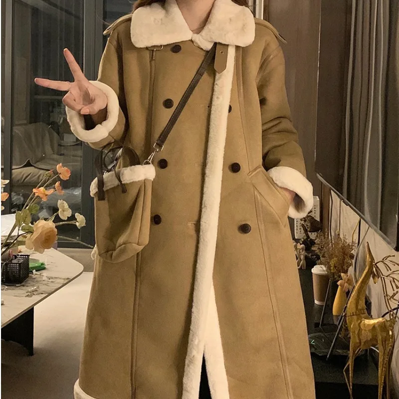 Autumn And Winter 2022 New Women's Overcoat Females Wool Coat Fashion Turn Down Collar Coat Medium Length Thickened Jacket