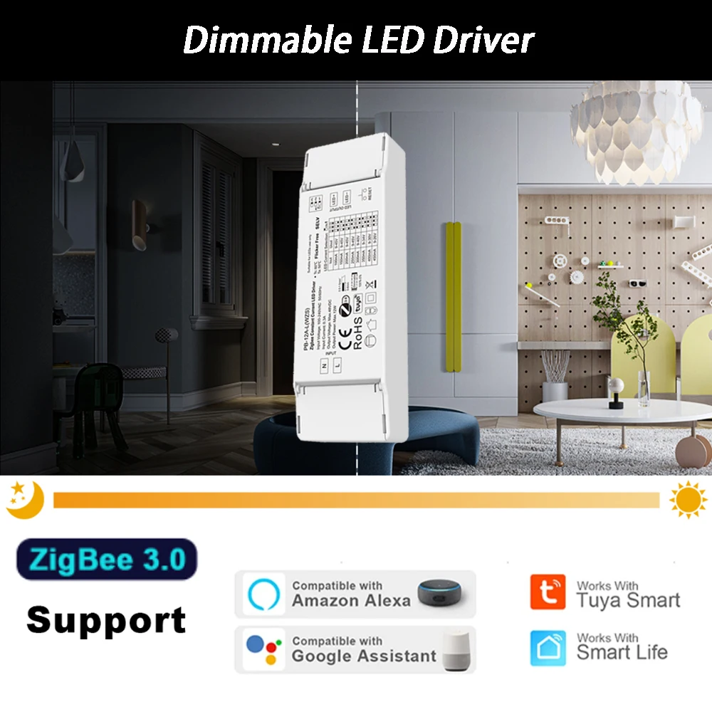 Zigbee 3.0 Dimmable LED Driver 12Watts 12V Dimming LED Power Supply Voice APP Smart Control Suitable for downlight spotlight