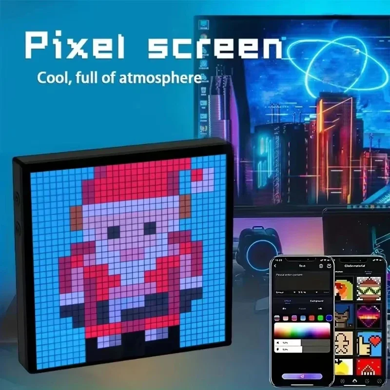 

Смарт 32x32 светодиодный пиксельный матричный дисплей, программируемая DIY Pixel Art панель с управлением через приложение для игровой комнаты, декор в стиле аниме, ночник