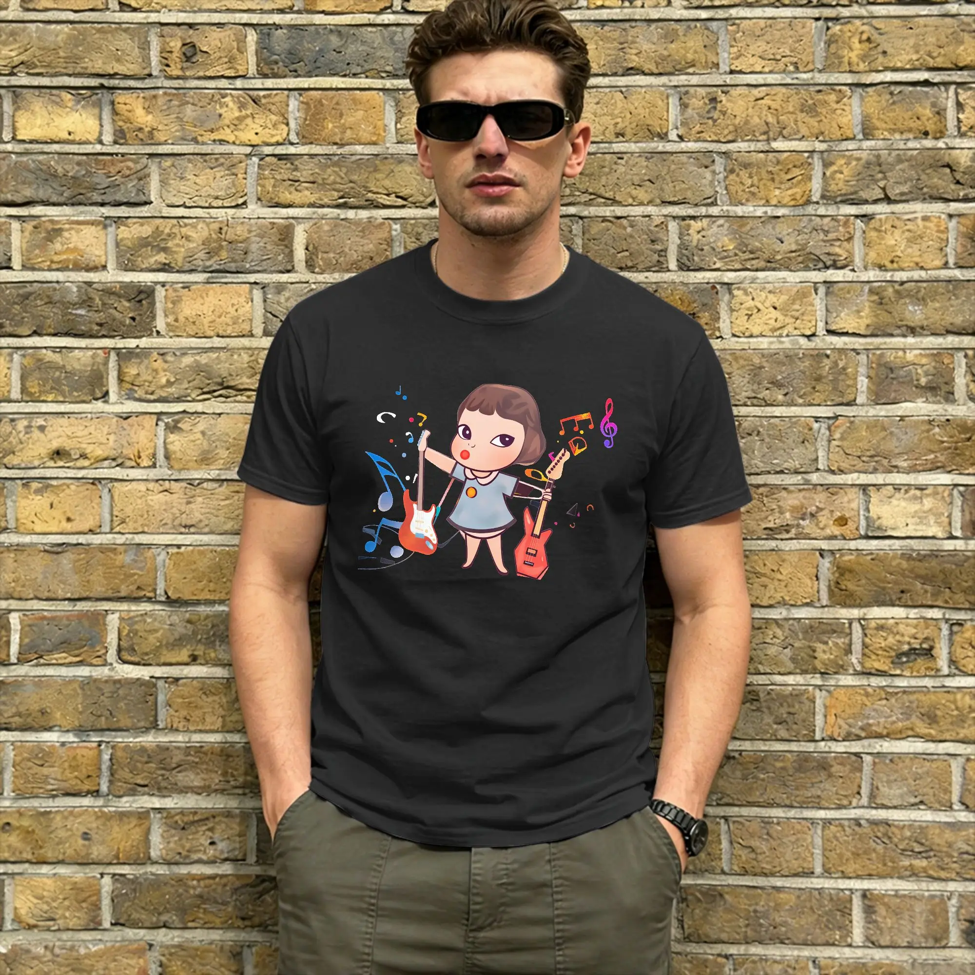 Yoshitomos Nara Cotton T-Shirt For Adult Beach  Aesthetic T Shirts O-Neck Popular Tees Big Size Loose Tops