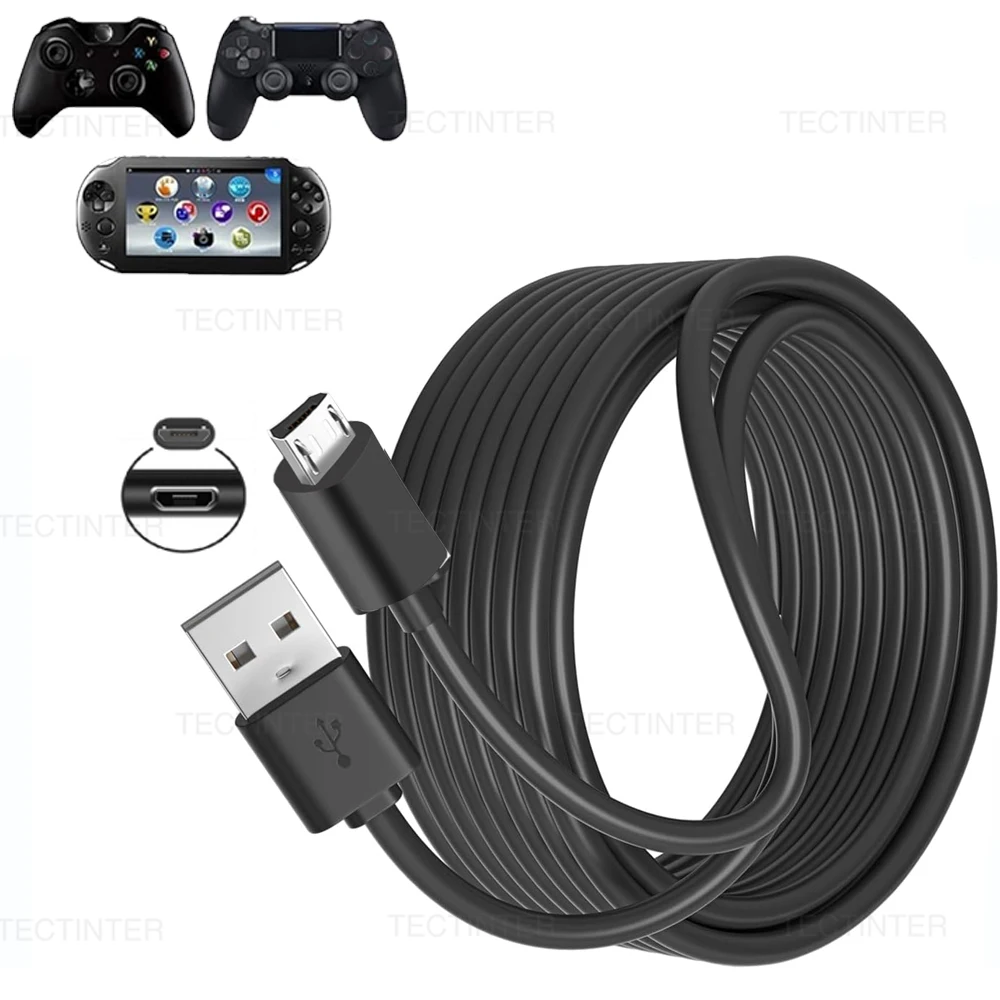 Cabo de carregamento usb 1m 2m 3m para controle ps4/xbox, celular android, console de jogos, cabo de carregamento, joystick, acessórios de jogos