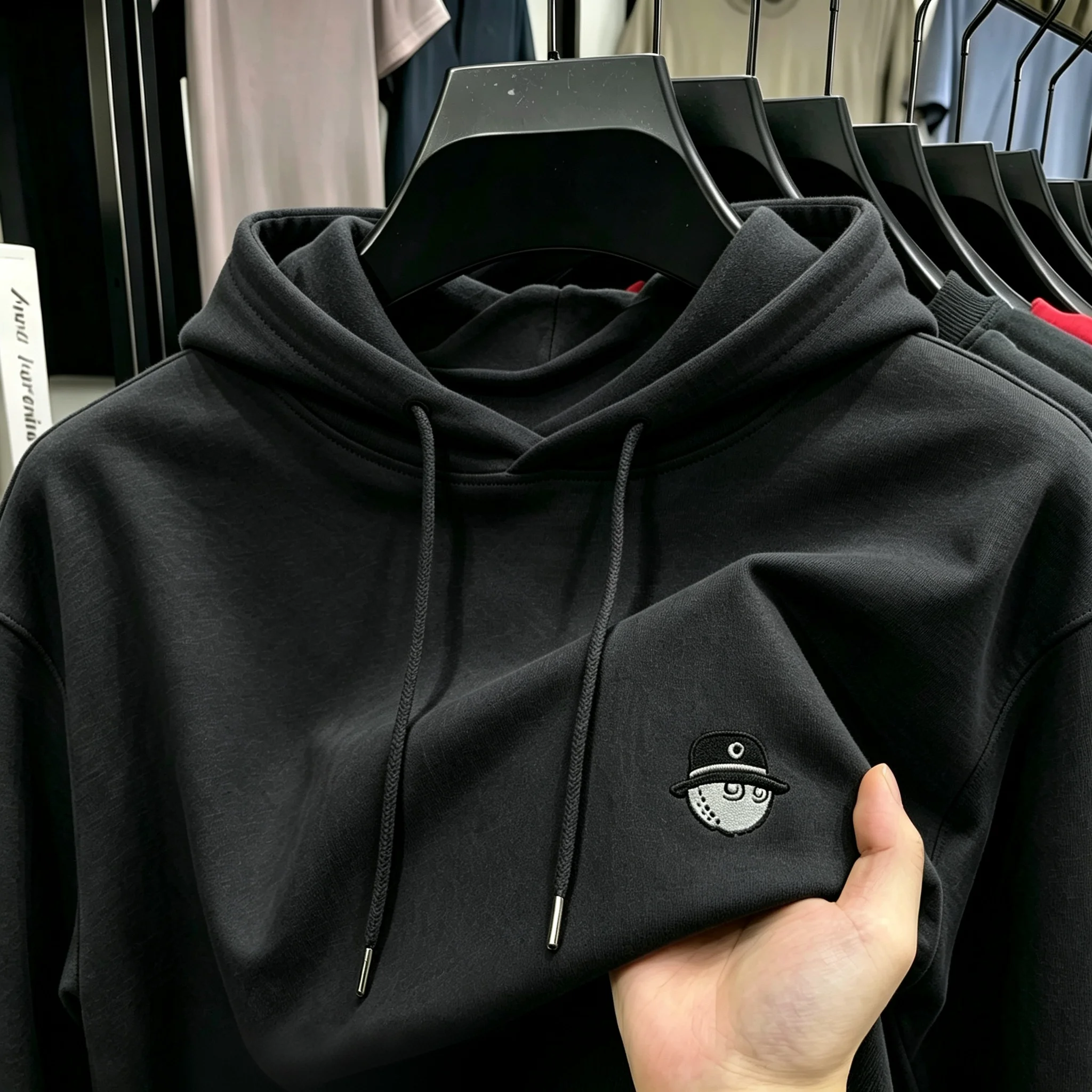 High-end design brand men's hooded sweatshirt with long sleeves - fashionable sporty casual men's clothing - embroidered design