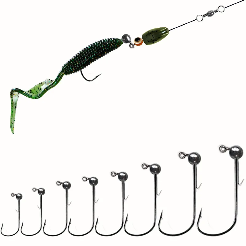 10pcs/lot 0.7g-7g Crank Jig Head Fishing Hook Jig Bait Fishhook Soft Worm Jig Hook For Bass Fishing