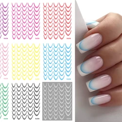 Gradient Color Line Design French Nail Art Stickers Self-Adhesive ail Tips Guides for DIY Decoration Stencil Tools