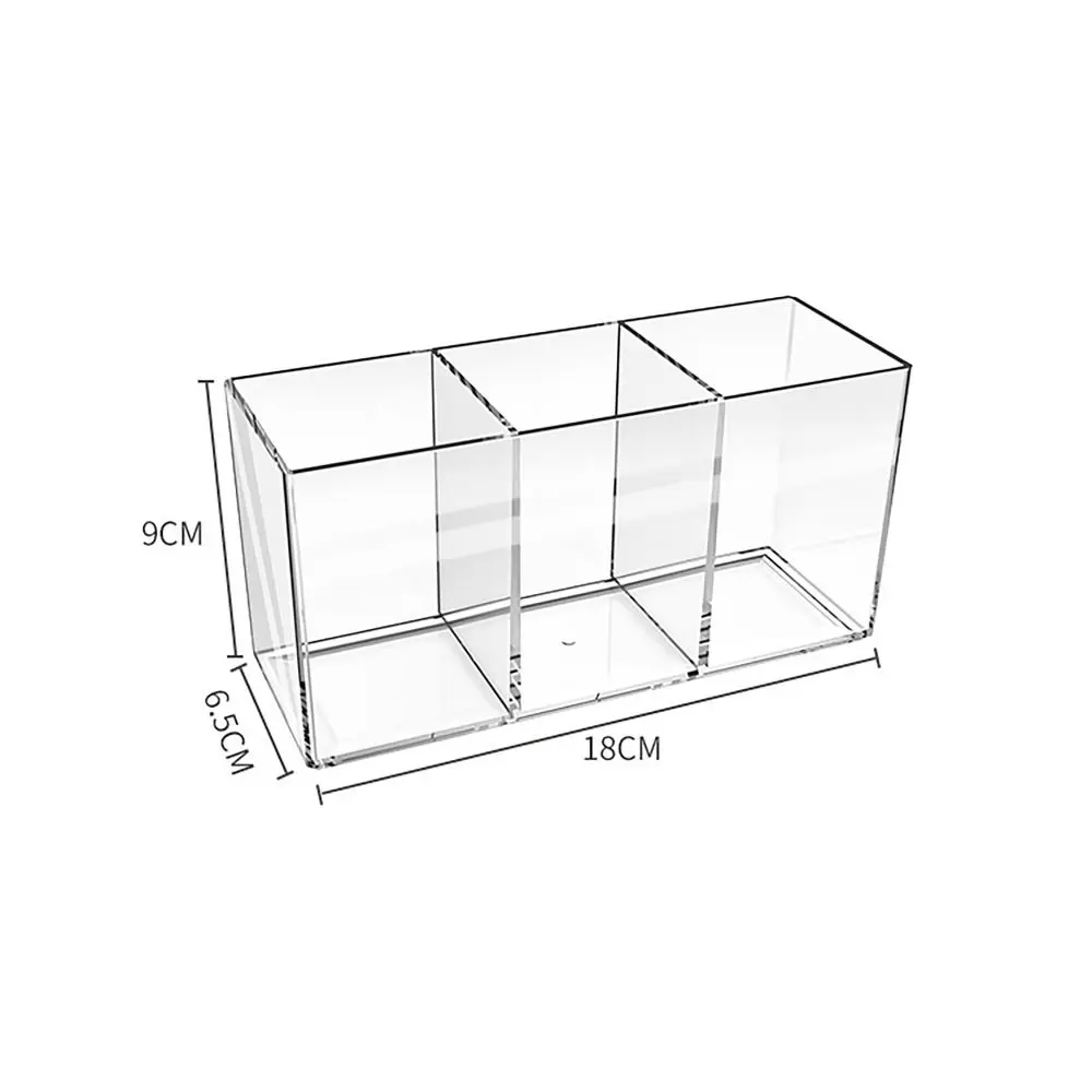 Desk Stationery Storage Pen Holder Transparent 3 Grids Pen Storage Box INS Style Large Capacity Pencil Container Students