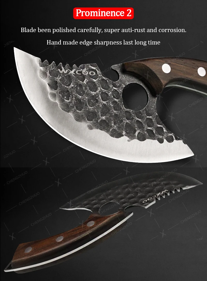 CHENGZHUO Forged Kitchen Chef Knife Set High Carbon Steel Meat Fish Fruit Cheese Knives Butcher Cleaver Boning Knife with Cover
