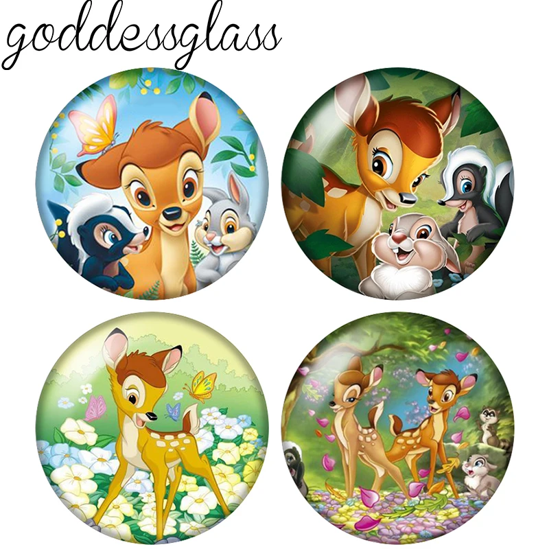 Bambi Family Warm Friends Thumper Bunny Runder 12mm/18mm/20mm Fotoglas-Cabochon mit flacher Rückseite zur Herstellung von Schlüsselanhänger-Schmuck.