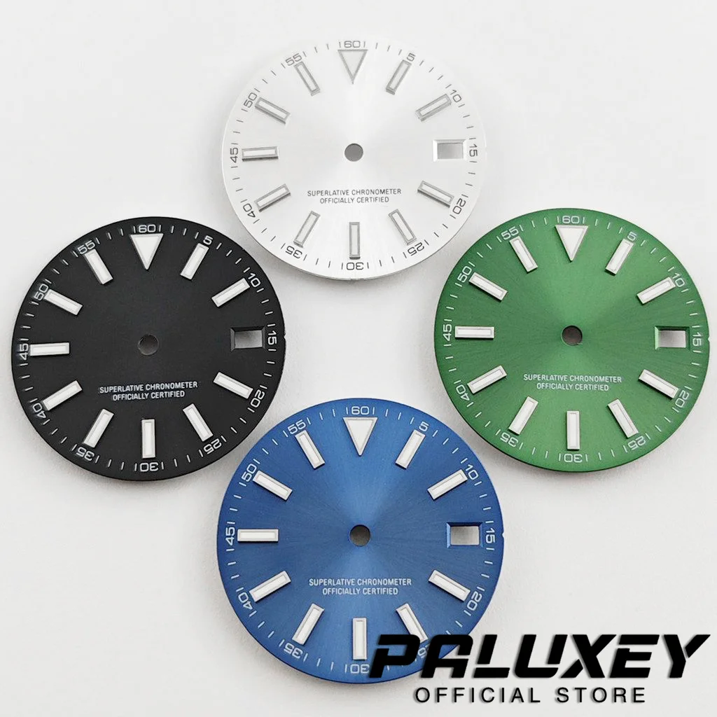 Sunburst Diver 29mm Multi‑Color Watch Dial Luminous Index 3H Date Window Fit NH35 NH36 NH70 Watch Build Repair Accessories