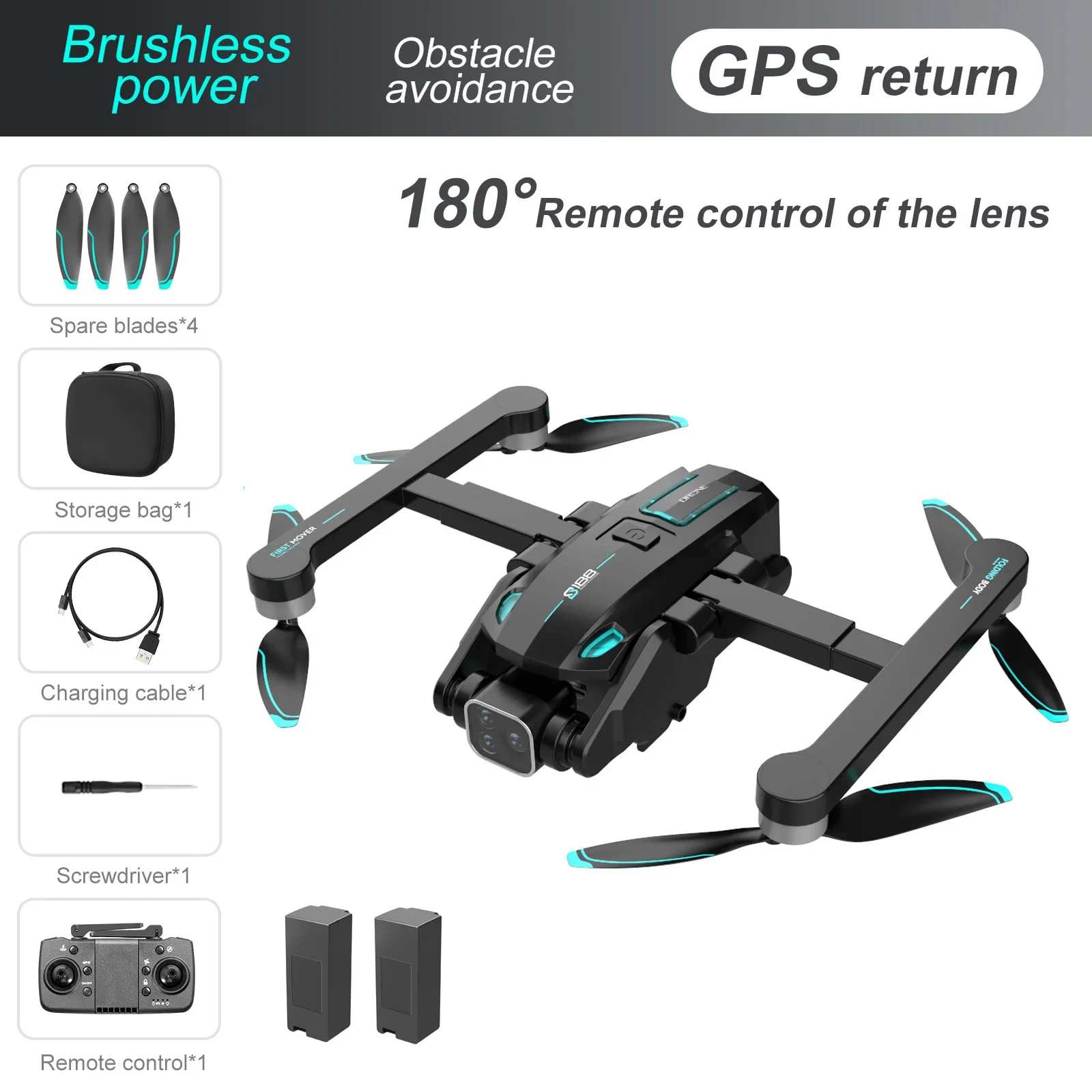 Go! S188 GPS Rc Drone 4K HD Dual Camera Electric Control 180° Professional 5G Aerial Photography Obstacle Avoidance Brushless