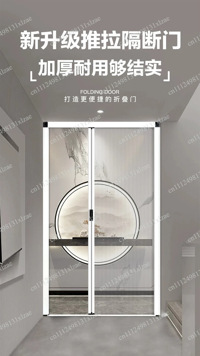 No-Drill Kitchen Sliding Partition Curtain - Invisible Folding Door for Bathroom, Retractable Room Divider with Easy Setup