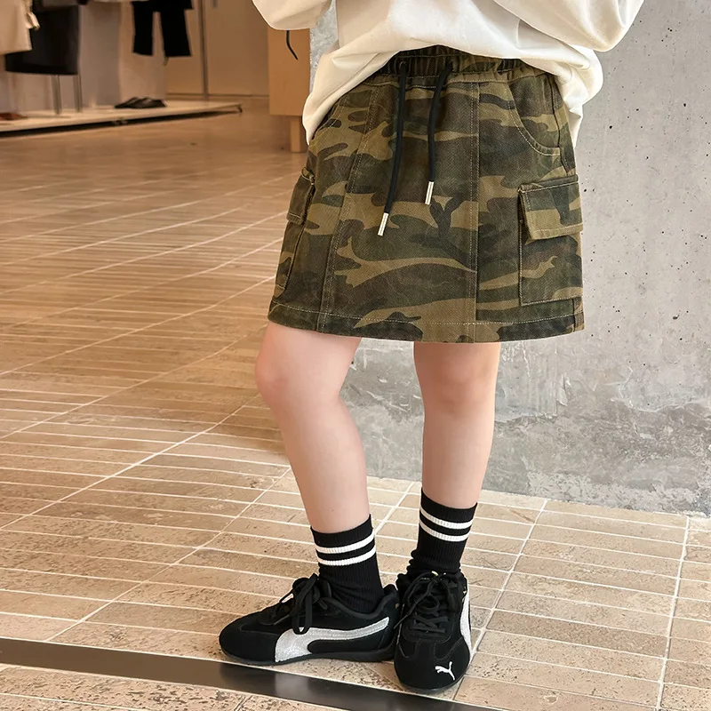 

2025 Autumn New Fashion Kids Retro Work Skirt for Girls Comfortable Casual and Versatile Skirt Boutique Clothing Simple Style