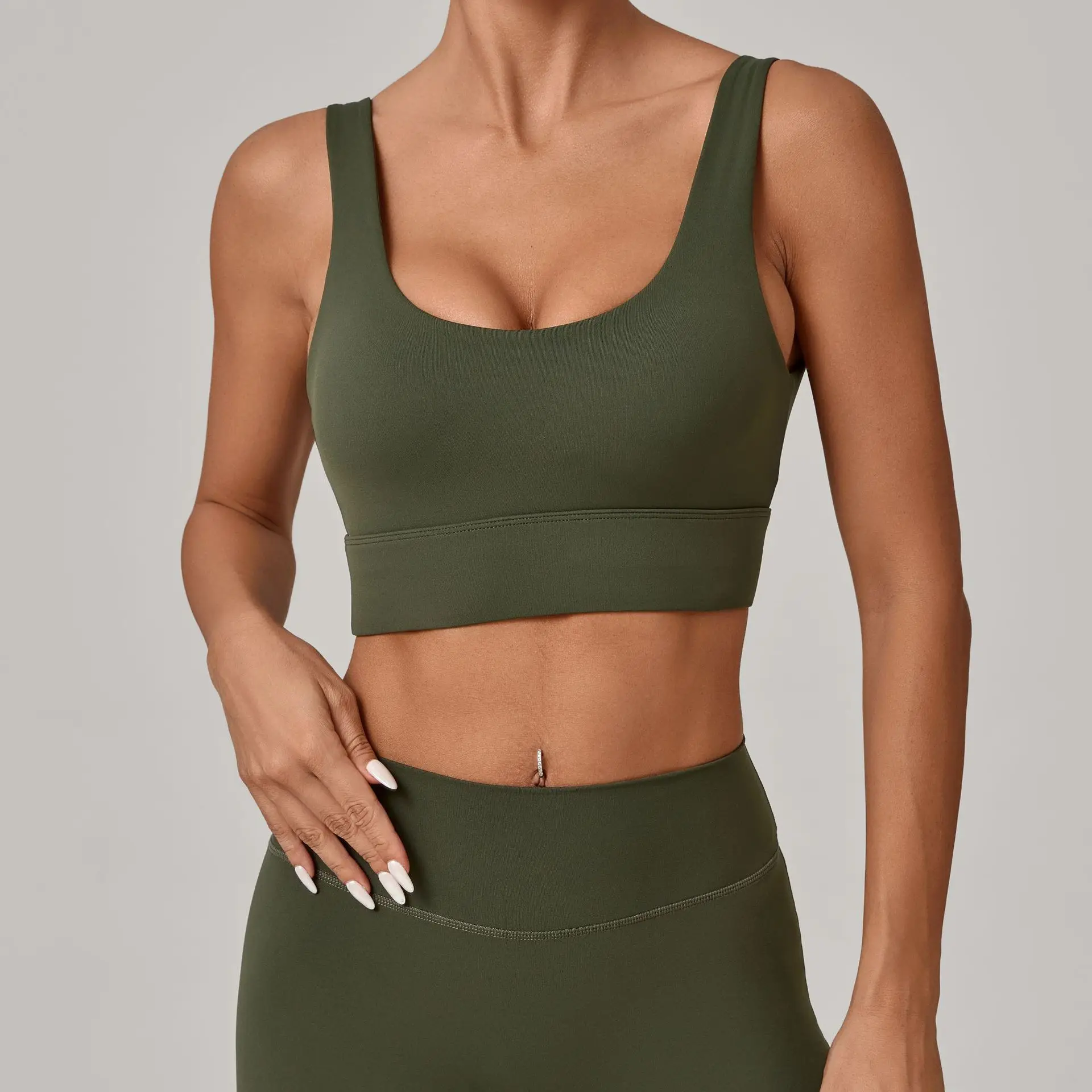 JUREN Sports Bra Breathable Fitness Top Women Yoga Bra Shockproof Crop Top Push Up High Strength Sport Bras Gym Workout Top