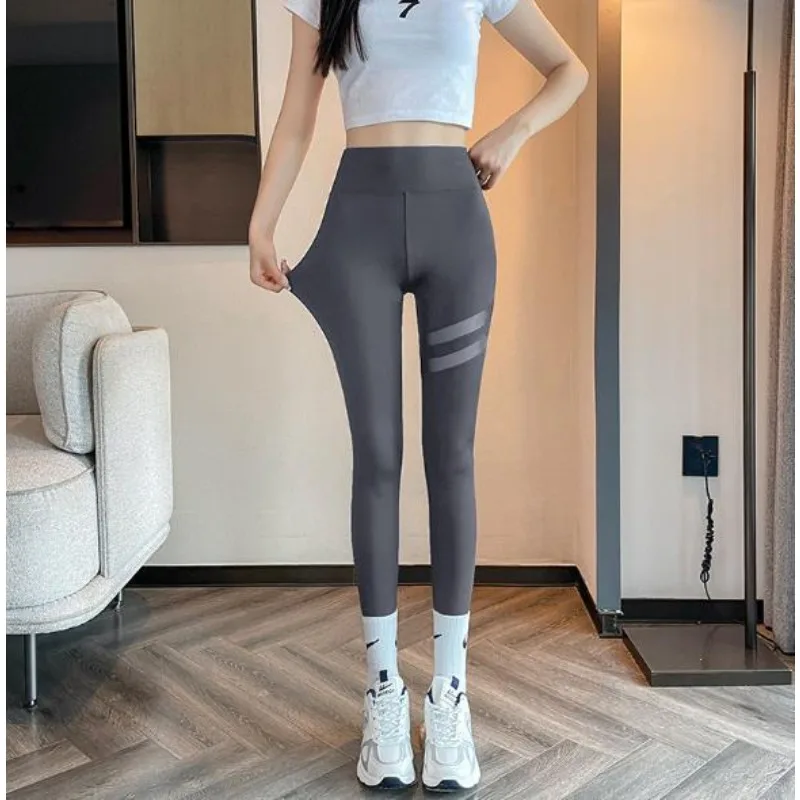 Women Yoga Shark Pants Leggings High Waist Hip Liftting Tights Fashion Mesh Slim Solid Leggings Gym Outdoor Running Elastic Pant