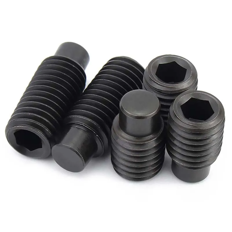12.9 Grade Black Hex Socket Set Screw DIN915 Dog Point Grub Screw M2.5-M16 Convex Headless Fastener Bolt