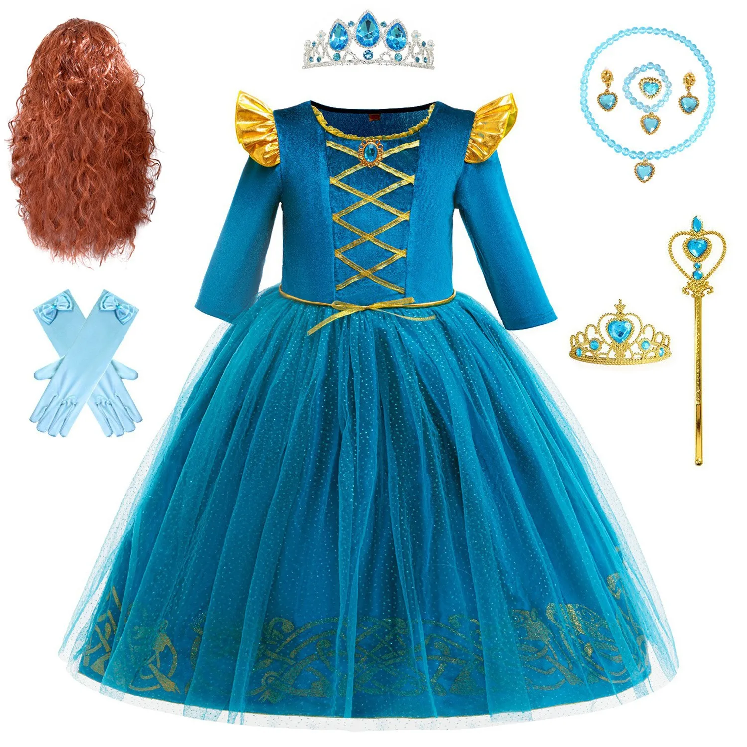 

Brave Princess Melinda Cosplay Dress Forest System Girls' Performance Elsa Costume Children's Outfit Fairy Tale Inspired
