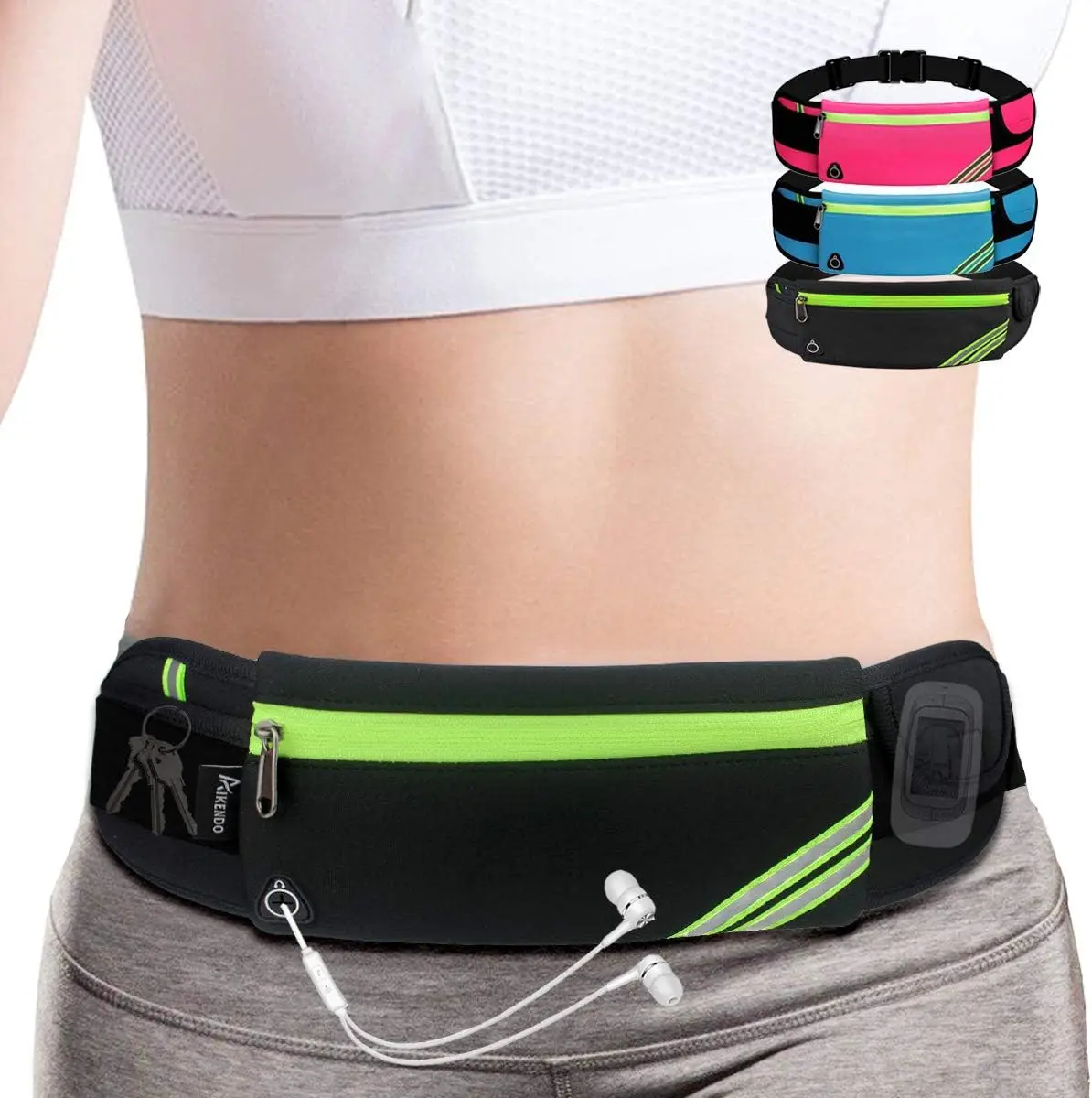 Slim Running Belt Fanny Pack,Waist Pack Bag for Hiking Cycling Workout,Reflective Runners Belt Jogging Pouch,Travelling Money Ph