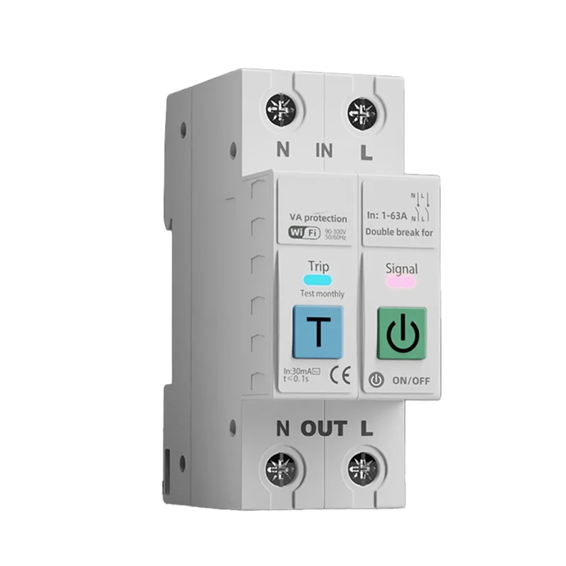 FFYY-Suara Remote Control 2P TUYA Wifi Pemutus Sirkuit Pintar Pengatur Waktu Waktu Nyata Meteran Energi Sakelar Pelindung Arus Tegangan