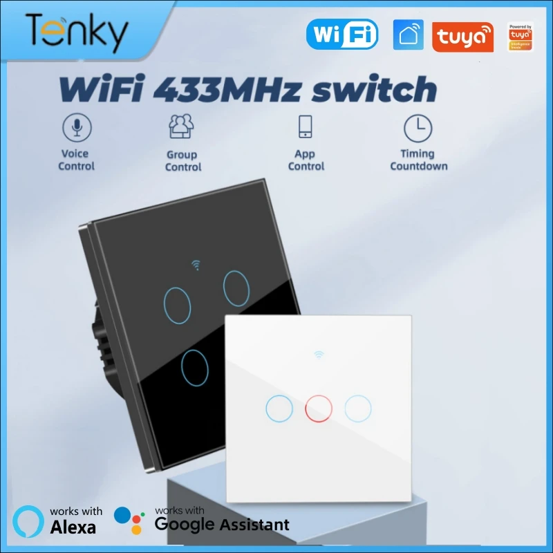 

Умный сенсорный выключатель TENKY TUYA, Wi-Fi +, 433 МГц