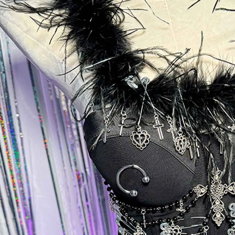 Y2K بلايز خلل الأساسية في سن المراهقة الصليب دبوس E-الفتيات القوطية تانك خمر القوطي ايمو موضة إحياء الشرير الصخرة Harajuku الجرونج ملابس للنادي #6