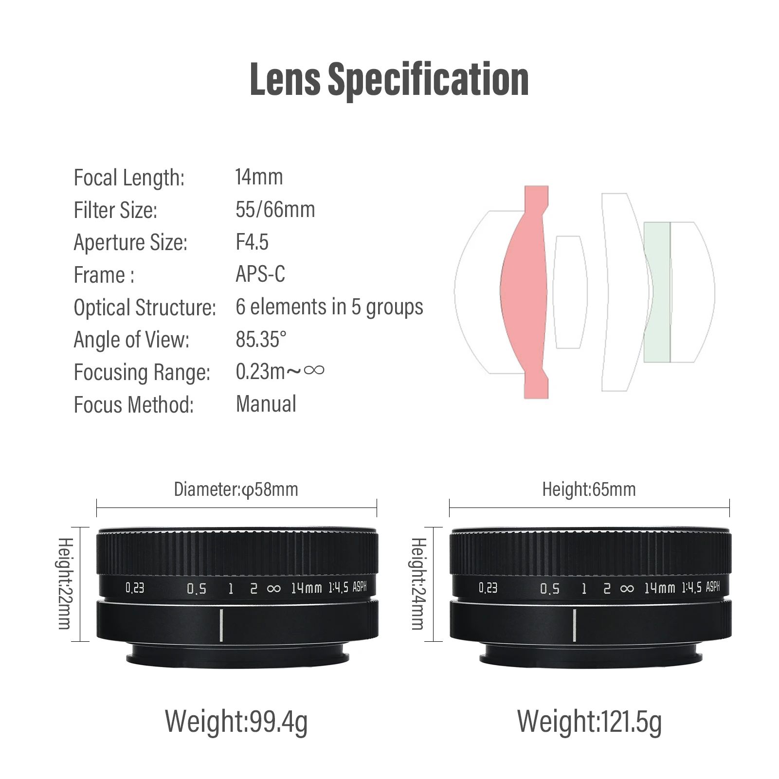 AstrHori 14mm F4.5 Ultra Wide Angle APS-C Manual Lens Strong Anti-Distortion for Sony E/ Fuji X/Nikon Z/M43/Canon EF-M Mount