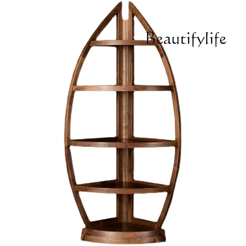 

North American Black Walnut Corner Cabinet Modern Simple All Solid Wood Corner Cabinet Storage Triangle Corner Cabinet