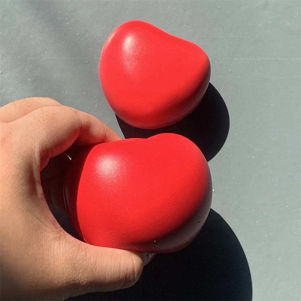 Big Small Bouncy Ball Heart Shape Stress Ball Soft Slow Rising Stress Relief Sticky Hand Grip Pressure Ball Play Kids Adults Joy