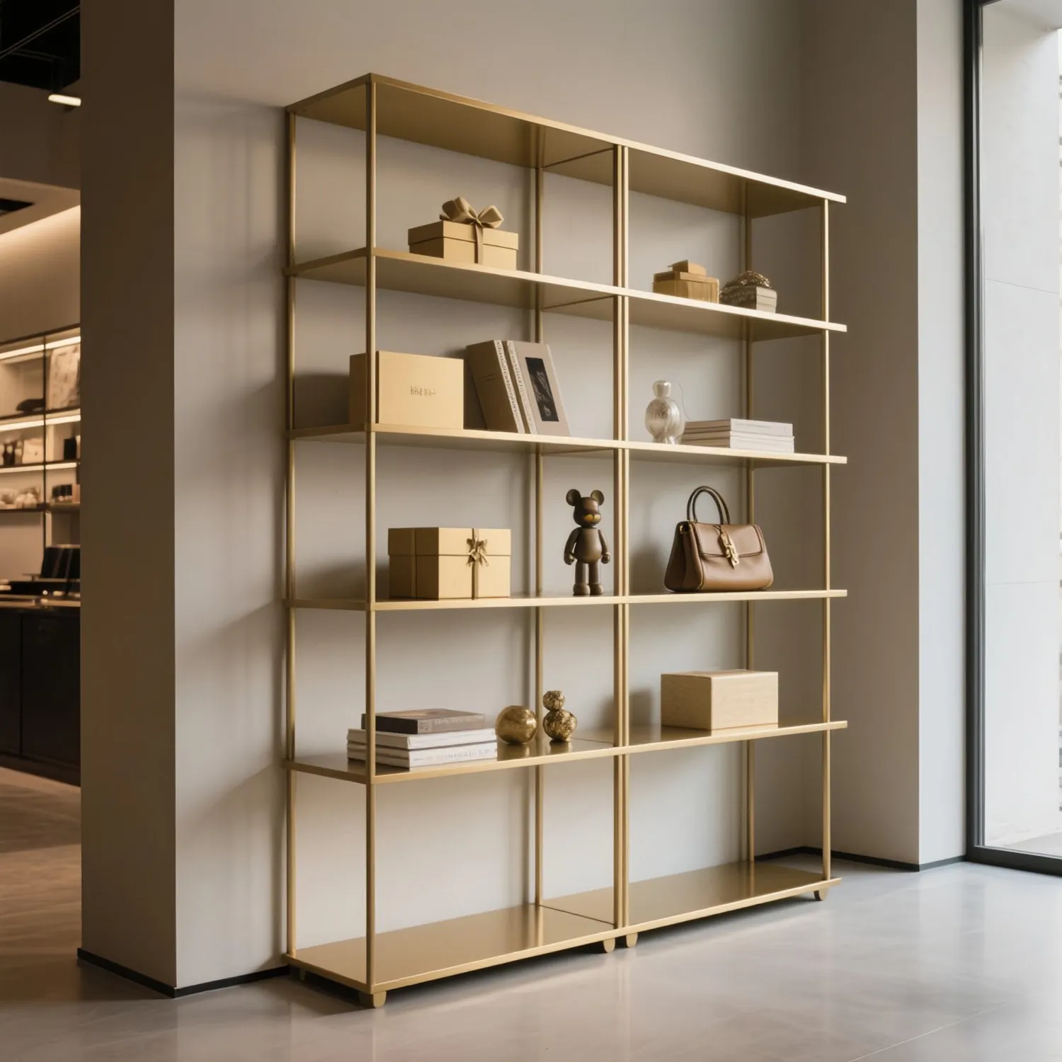 Light luxury store display shelf shelf floor-to-ceiling Nordic multi-layer floor shoe bag storage rack wrought iron gold display