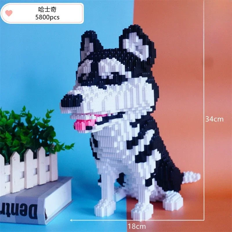 Urban Animal Building Blocks Mini Dog Husky Pet Model Diamond Building Blocks Cute Toy for Boys and Girls Adult Birthday Gift