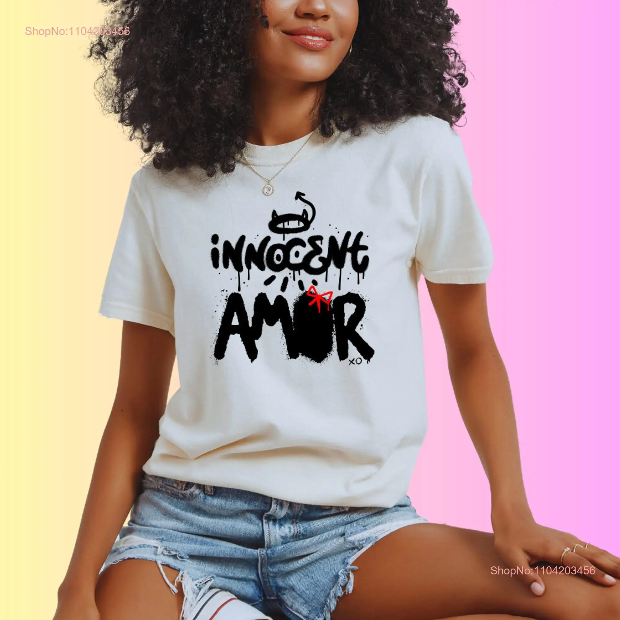 Vintage Style T Shirt Innocent Love Soft Cotton Retro Clothing Casual Wear for Her Romantic Fashion long or short sleeves