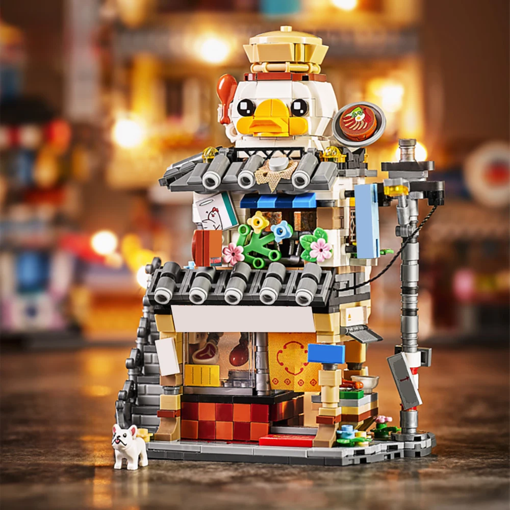 TOYLINX Mini Snack Bar & Barbecue Shop 964PCS Building Blocks Set - Gourmet Street View Model, ABS Children's Block Toys