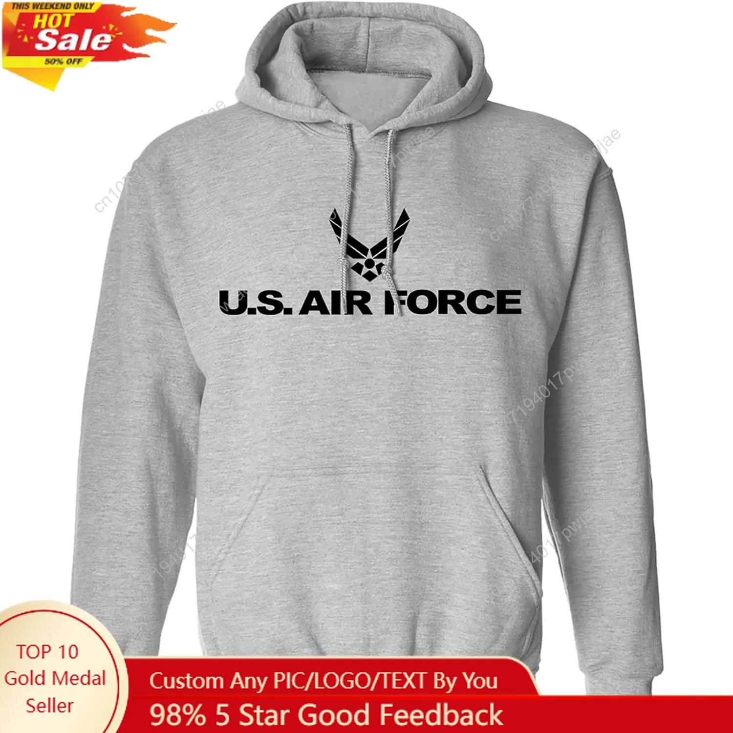 

zerogravitee Air Force Pullover Hooded Sweatshirt in Sport Grey