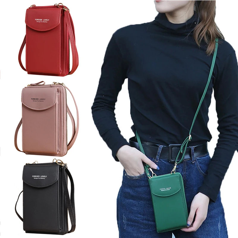 Pequenos sacos de ombro crossbody para mulheres, couro PU, saco do bolso do telefone celular, bolsa das senhoras, garras de cartão, carteira, sacos do mensageiro