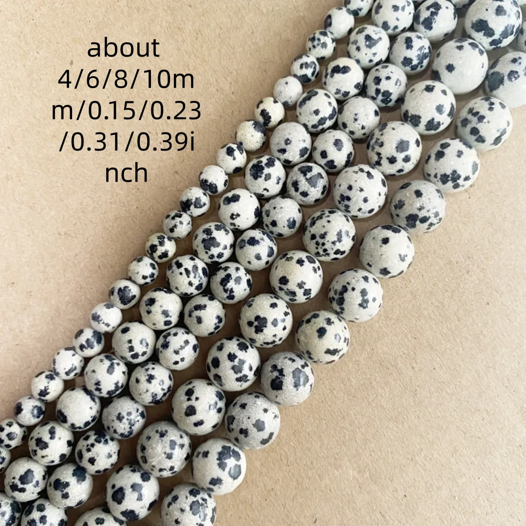 4/6/8/10mmm Dalmatian Jasper Beads, Natural Round Semi Precious Stone Smooth Dalmatian Jasper Beads, for making DIY jewelry