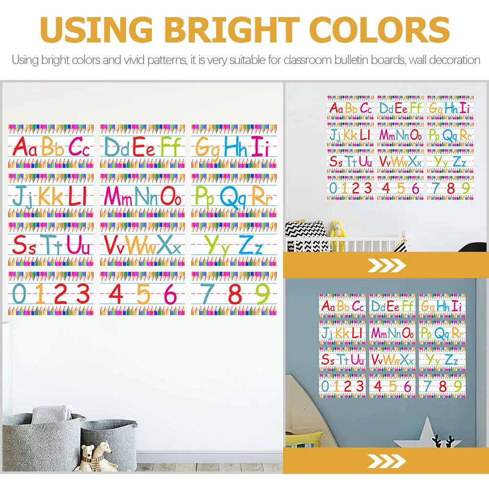 Alphanumeric Wall Sticker Self-adhesive Educational Stickers for Girls Number Cartoon Design Pvc Alphabet Decals Kids Baby