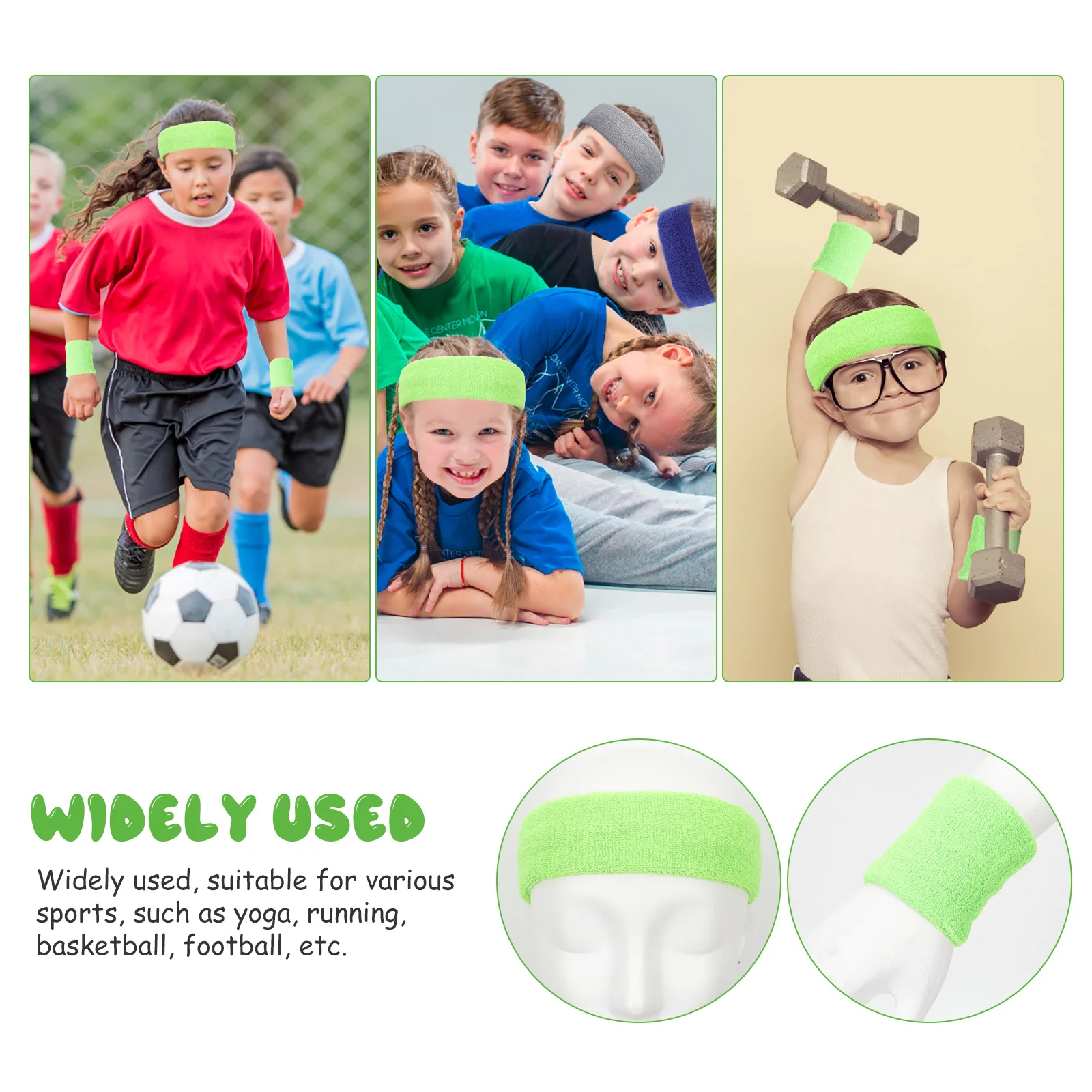 4 مجموعات من عصابة الرأس والمعصم الممتصة للعرق للأطفال والأولاد، أربطة رياضية قابلة للتعديل وخفيفة الوزن لكرة القدم #4