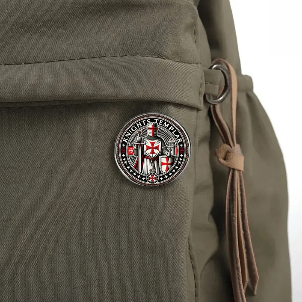 Knights Templar Red Cross Retro Curved Velcro Brooch Knight Badge Theme Decorative Pin Suits Coats Pins Decorative Accessories - view 5