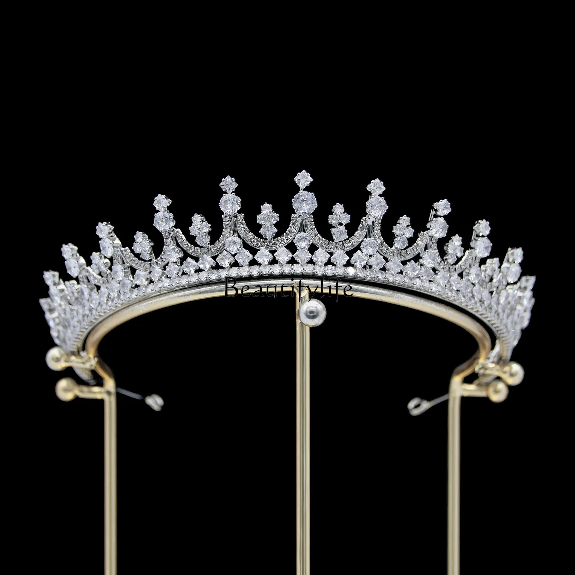 

European and American zircon bridal crown metal plating Korean diamond crown wedding hair accessories
