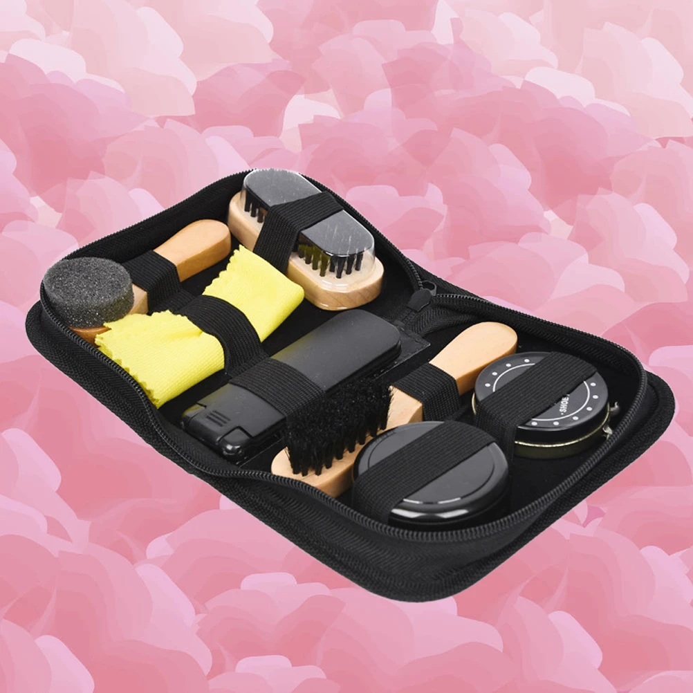 

8pcs Cleaning Brush Cream Set Durable Portable Light Grey Travel Shoe Polish Shoes Cleaning Brush Tool Storage Home Use