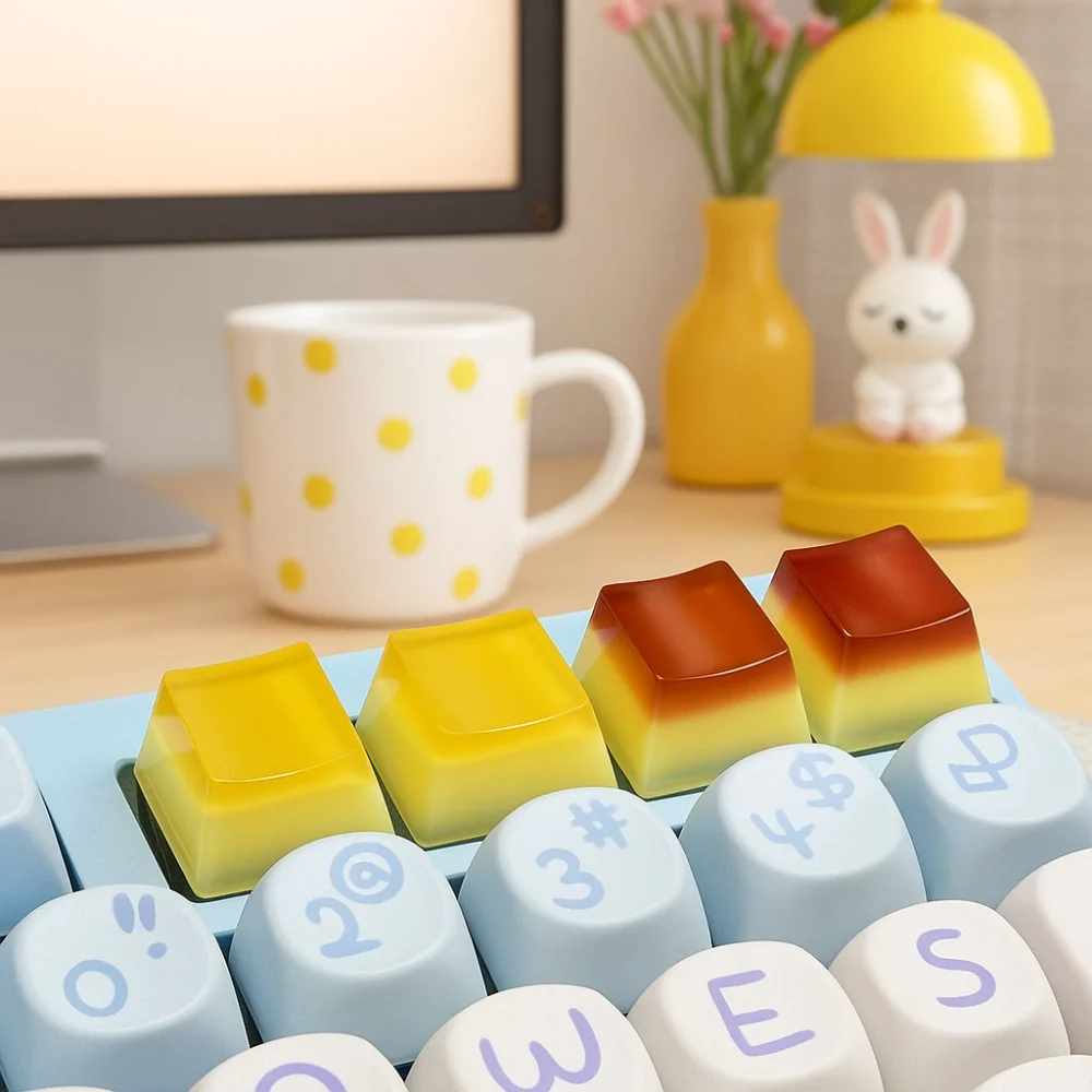 

Cross Shaft Jelly Pudding Keycap Original Dripping Transparent Design Mechanical Keyboard Key Caps Jelly Texture Personalized
